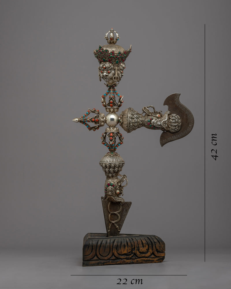 Buddhist Ritual Dagger | Handcrafted Silver Body for Spiritual Empowerment