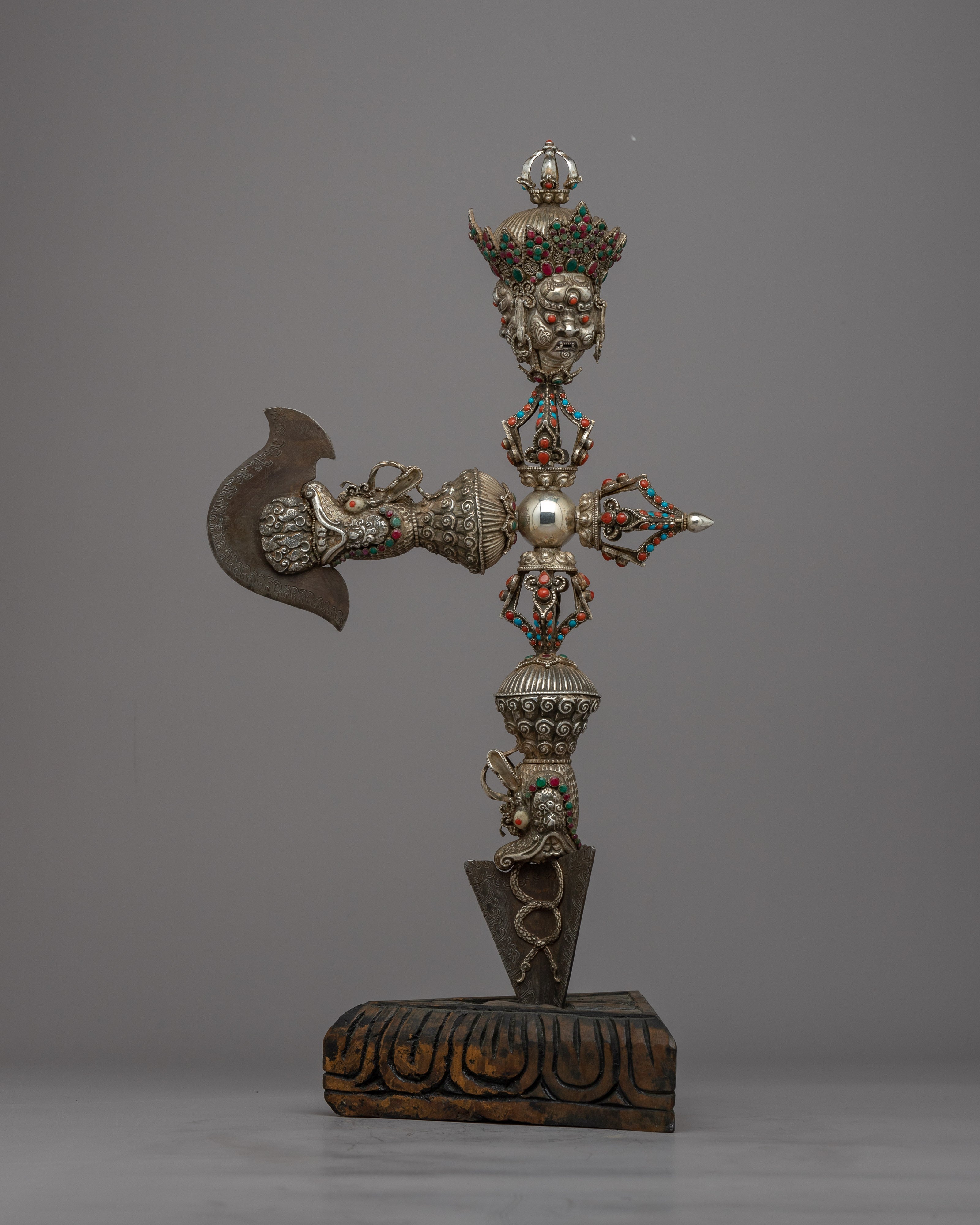 Buddhist Ritual Dagger | Handcrafted Silver Body for Spiritual Empowerment