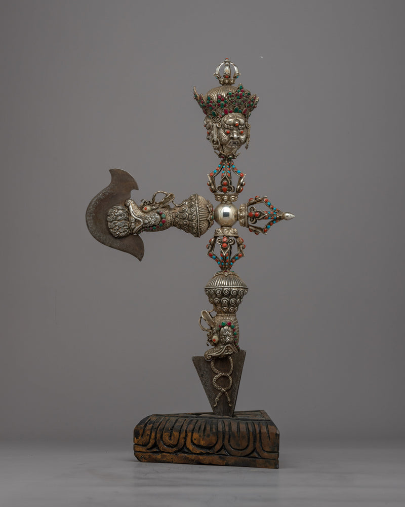 Buddhist Ritual Dagger | Handcrafted Silver Body for Spiritual Empowerment