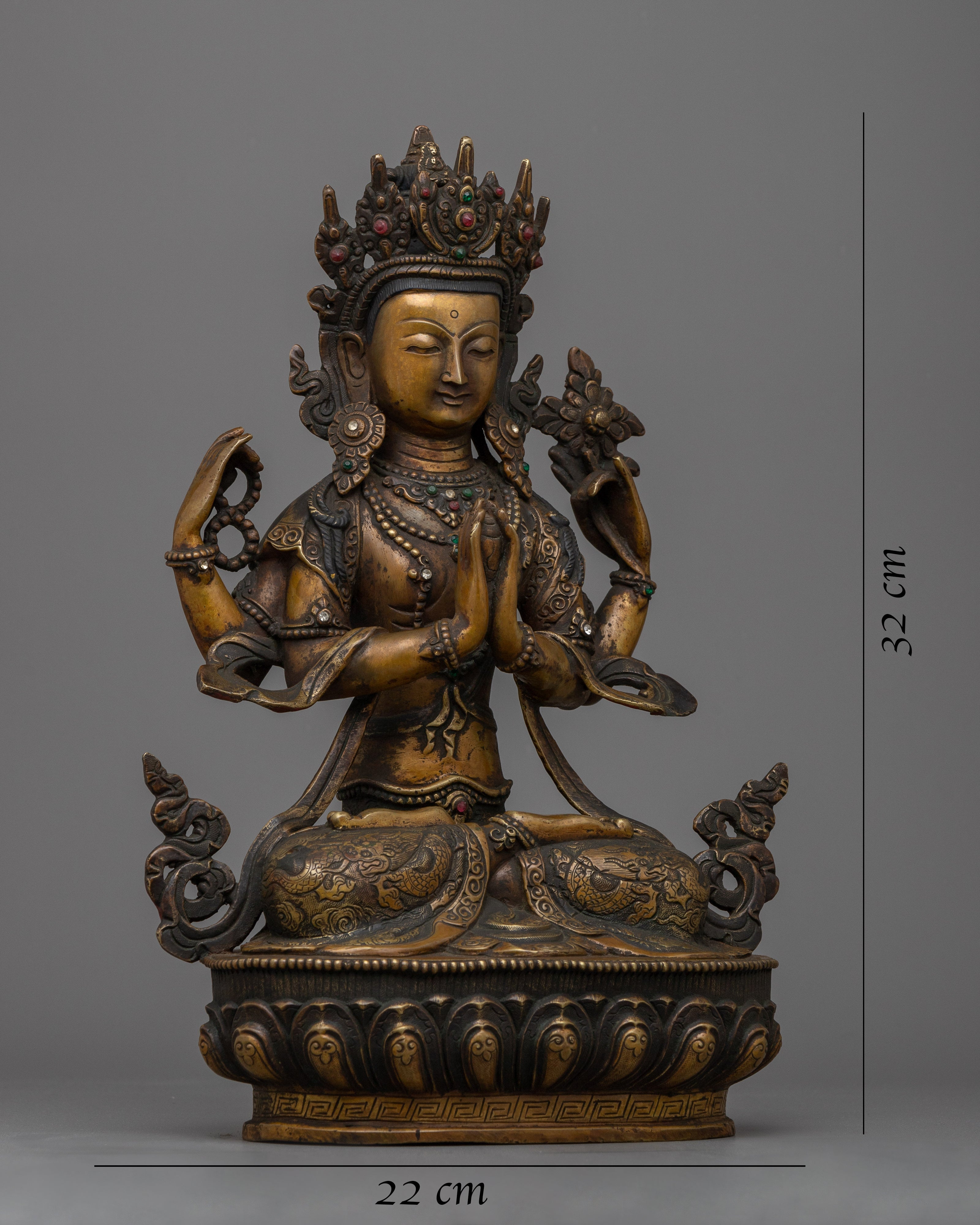 Handcrafted Chenresig Bodhisattva Statue | Embrace Serenity with this Beautiful Buddhist Sculpture