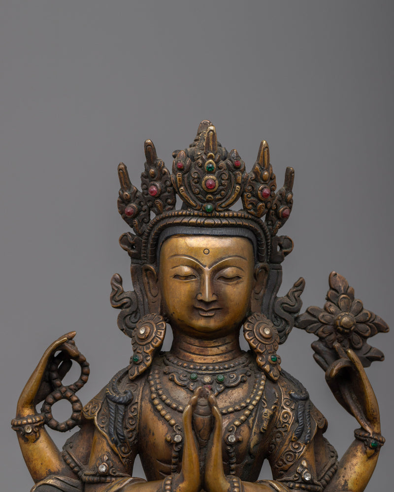 Handcrafted Chenresig Bodhisattva Statue | Embrace Serenity with this Beautiful Buddhist Sculpture