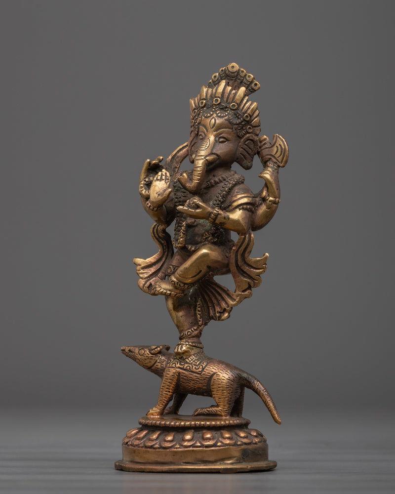 Handcrafted Ganesh Decor Statue | Exquisite Copper Body Sculpture for Home Décor