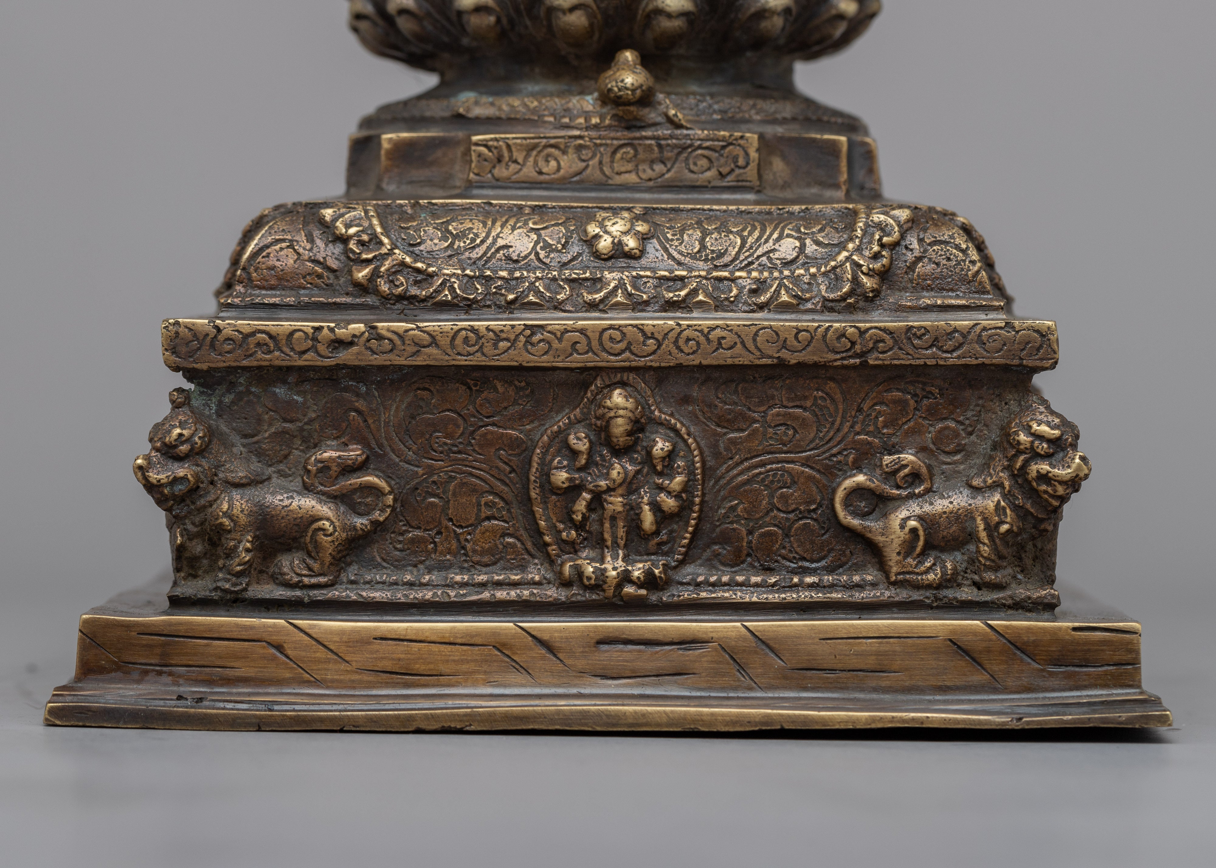 Tibetan Buddha Stupa | Carved Buddhist Shrine for Serenity