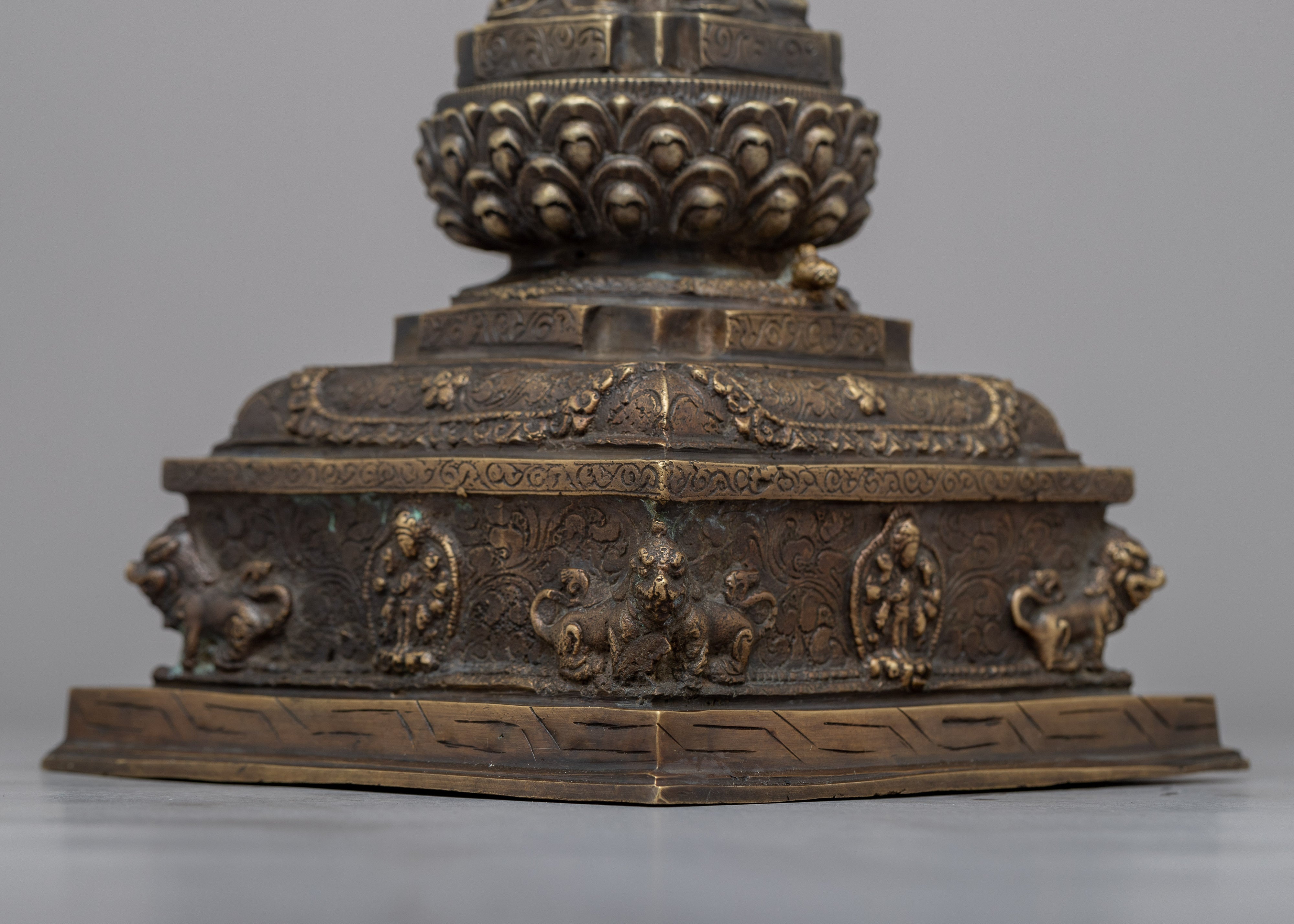 Tibetan Buddha Stupa | Carved Buddhist Shrine for Serenity
