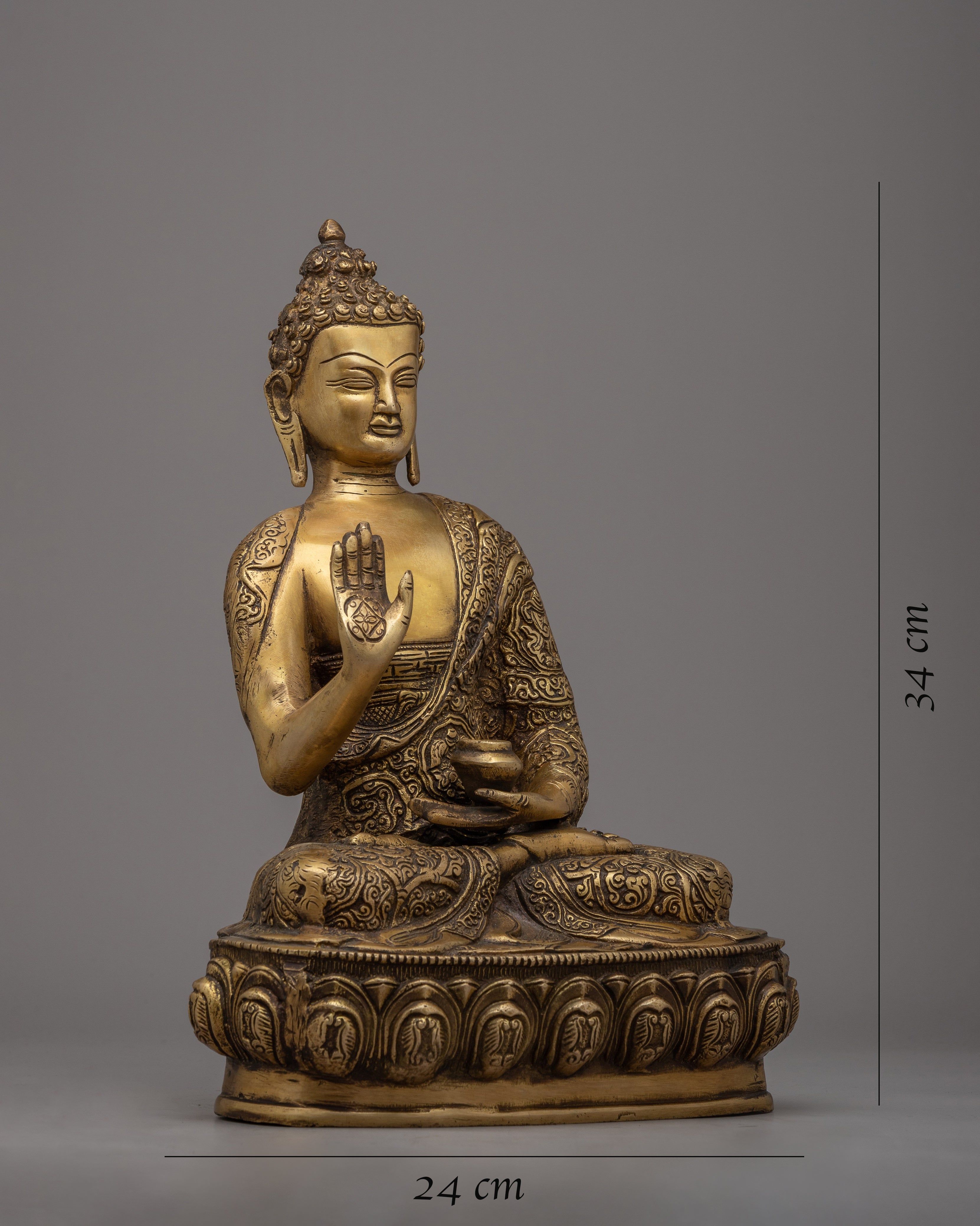 Amoghasiddhi Buddha Statue | Himalayan Brass Statuette