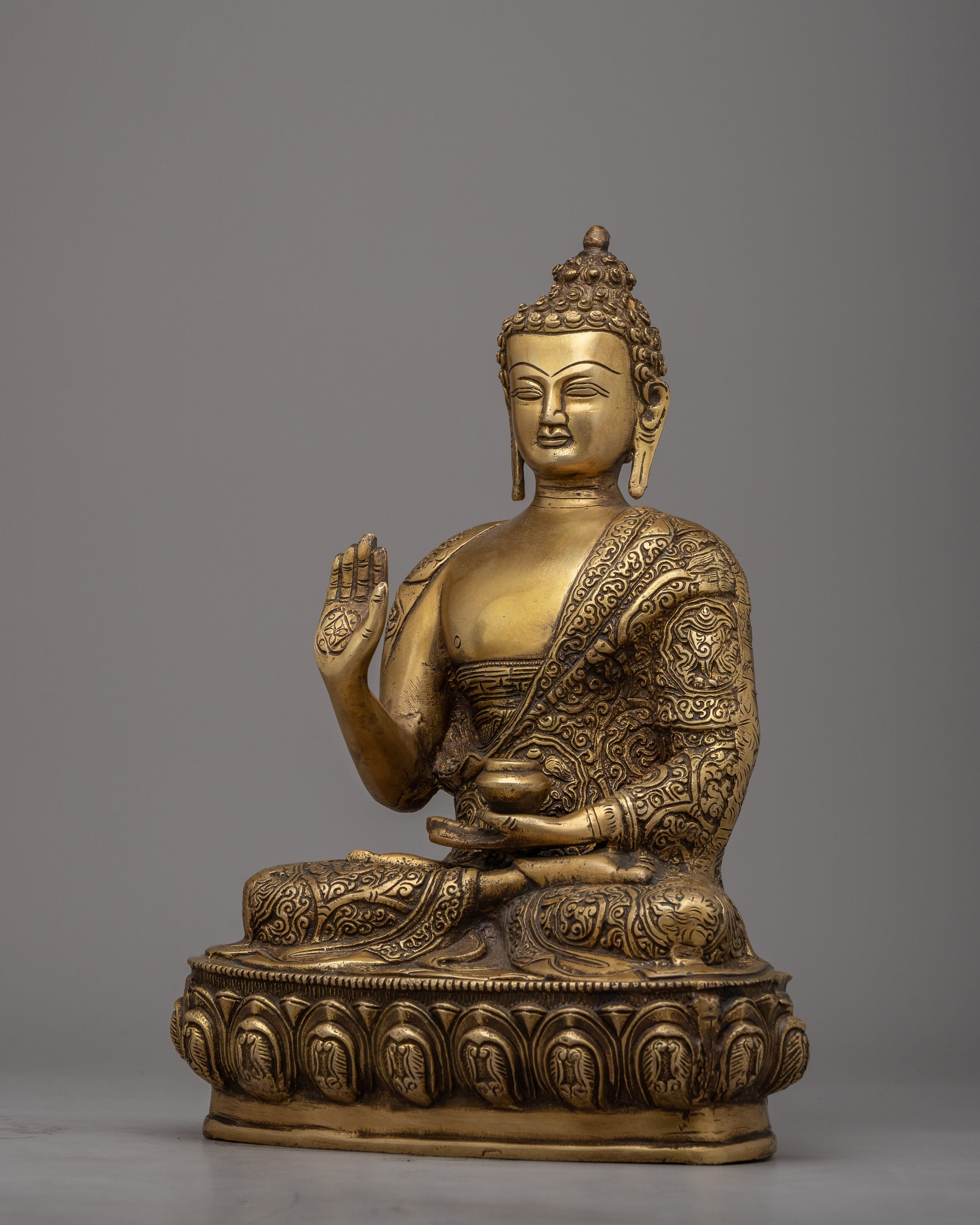 Amoghasiddhi Buddha Statue | Himalayan Brass Statuette