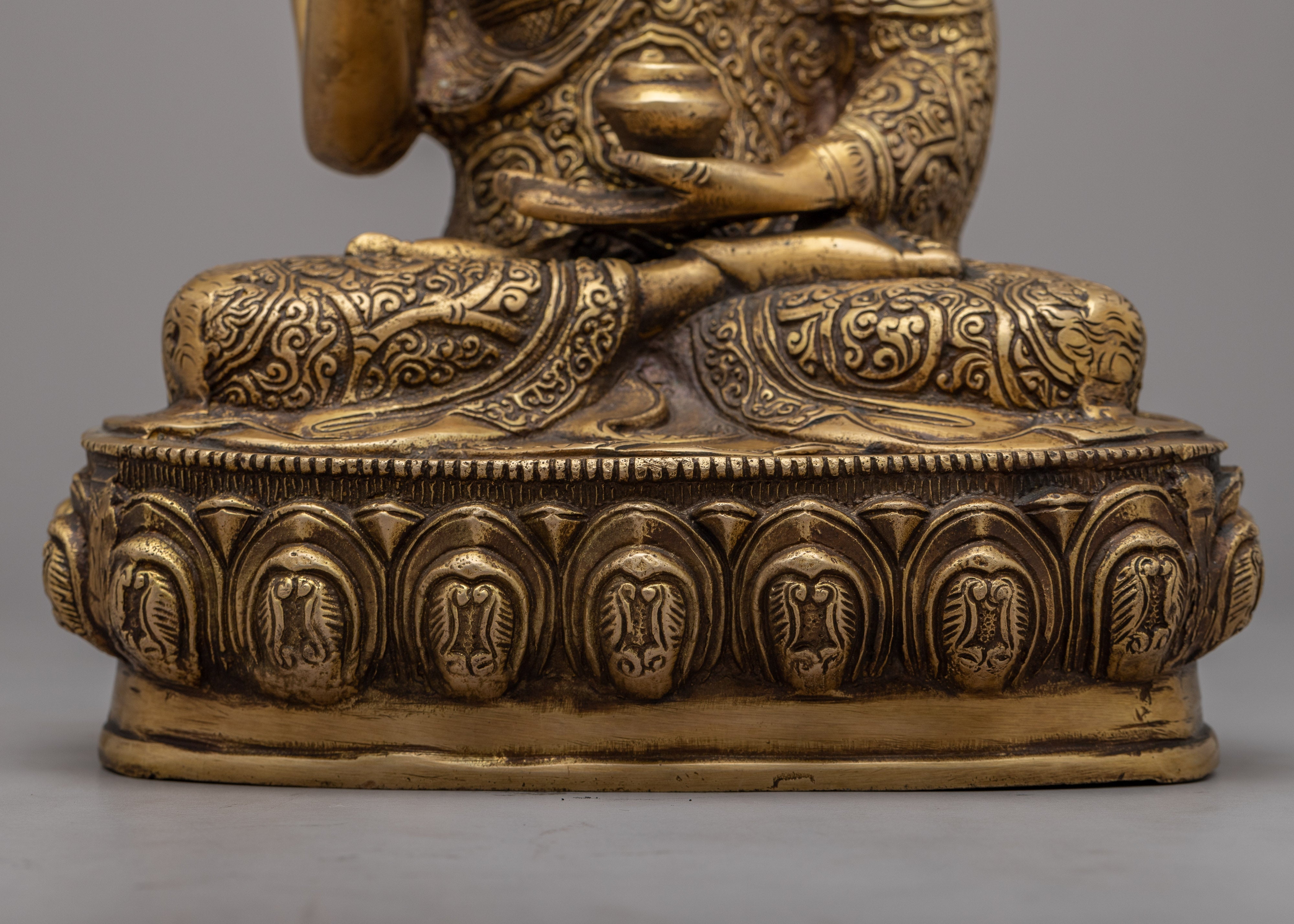 Amoghasiddhi Buddha Statue | Himalayan Brass Statuette