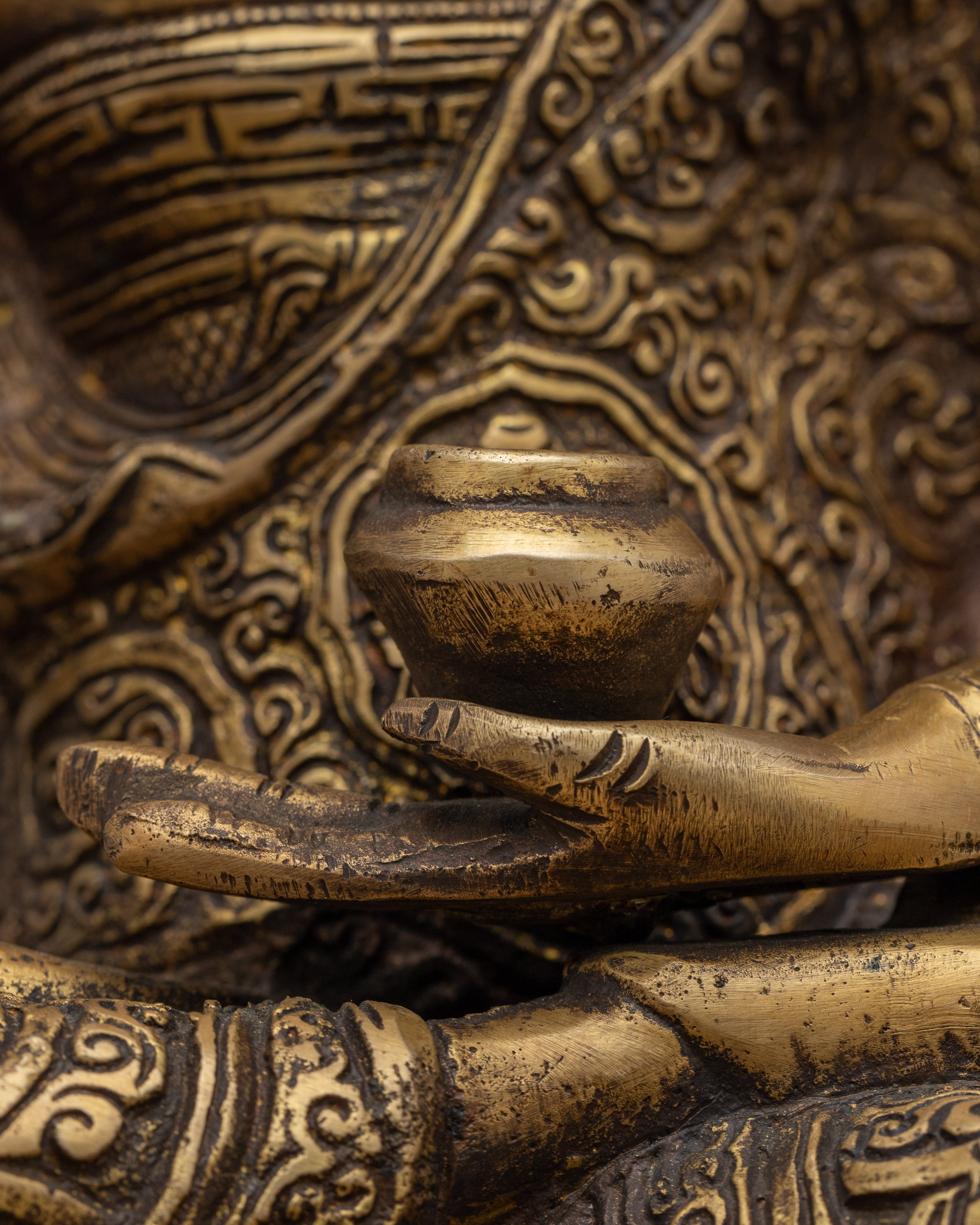 Amoghasiddhi Buddha Statue | Himalayan Brass Statuette