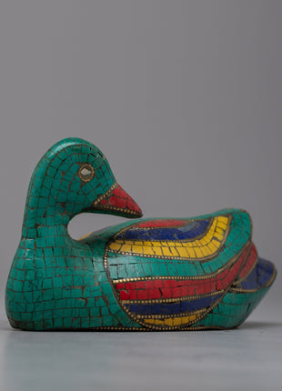 Dazzling Duck Statue | Handcrafted with Gemstones