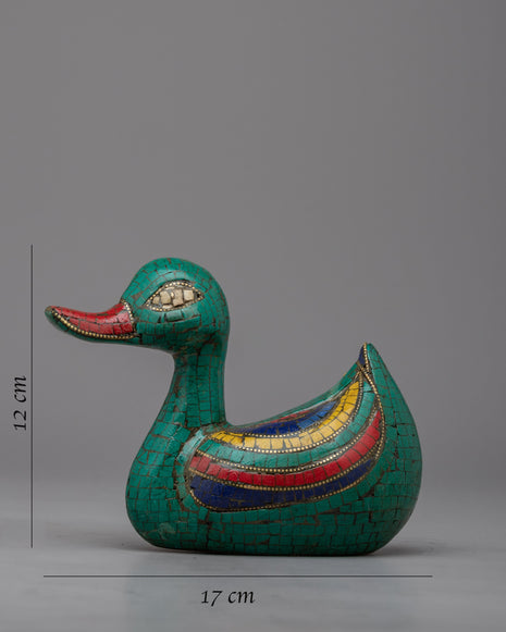 Handcrafted Duck Statue | Gemstone Masterpiece