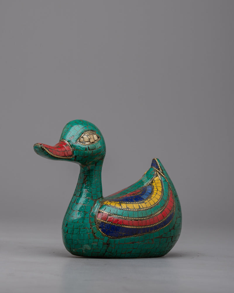 Handcrafted Duck Statue | Gemstone Masterpiece