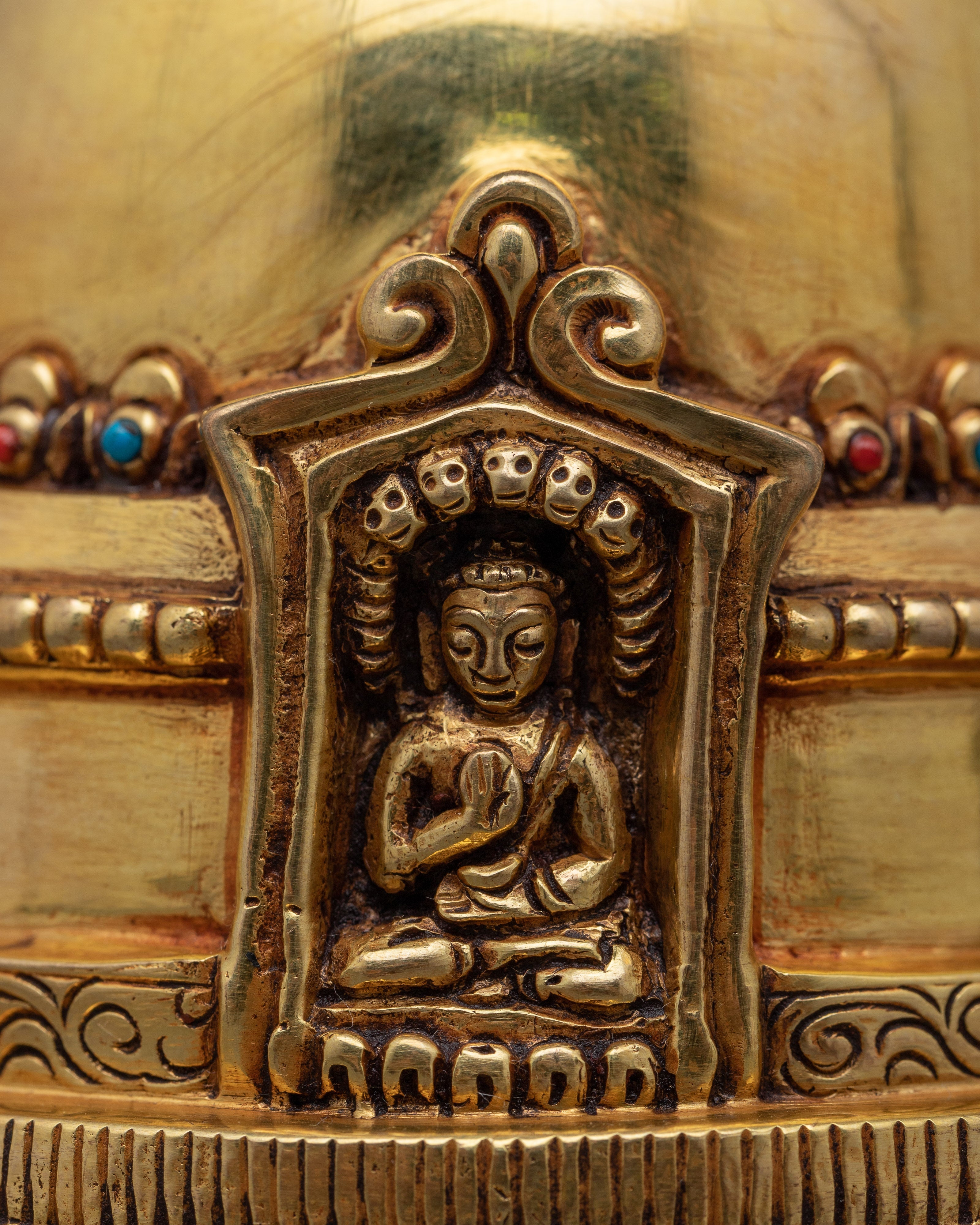 Tibetan Stupa Statue | Traditional Buddhist Stupa for Meditation & Spiritual Decor