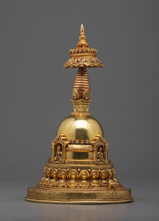 Tibetan Stupa Statue | Traditional Buddhist Stupa for Meditation & Spiritual Decor