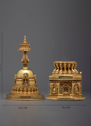Tibetan Stupa Statue | Traditional Buddhist Stupa for Meditation & Spiritual Decor