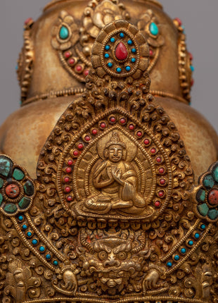 Buddhist Headdress Crown | Elegant Copper Headpiece for Spiritual Practices