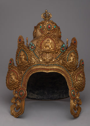 Buddhist Headdress Crown | Elegant Copper Headpiece for Spiritual Practices