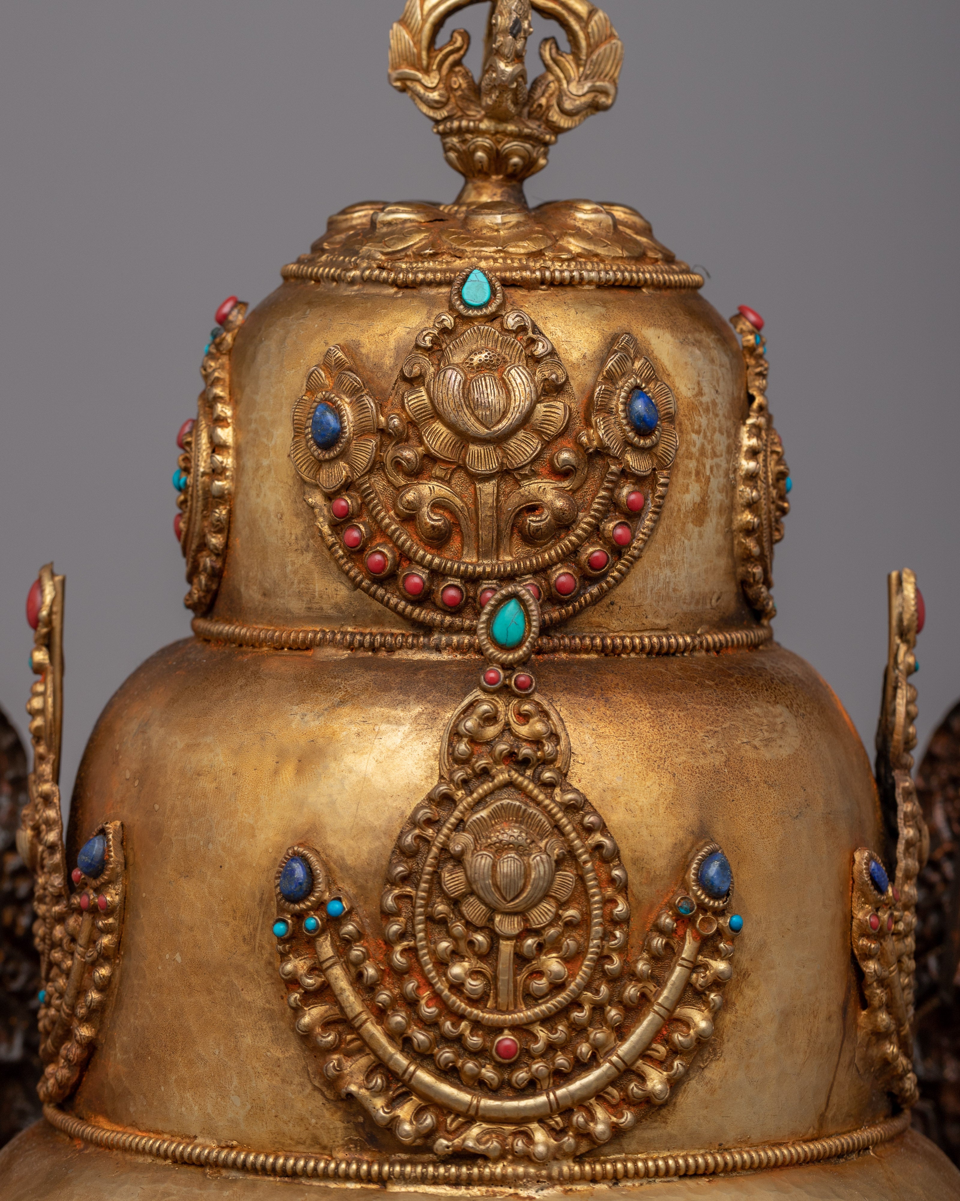 Buddhist Headdress Crown | Elegant Copper Headpiece for Spiritual Practices