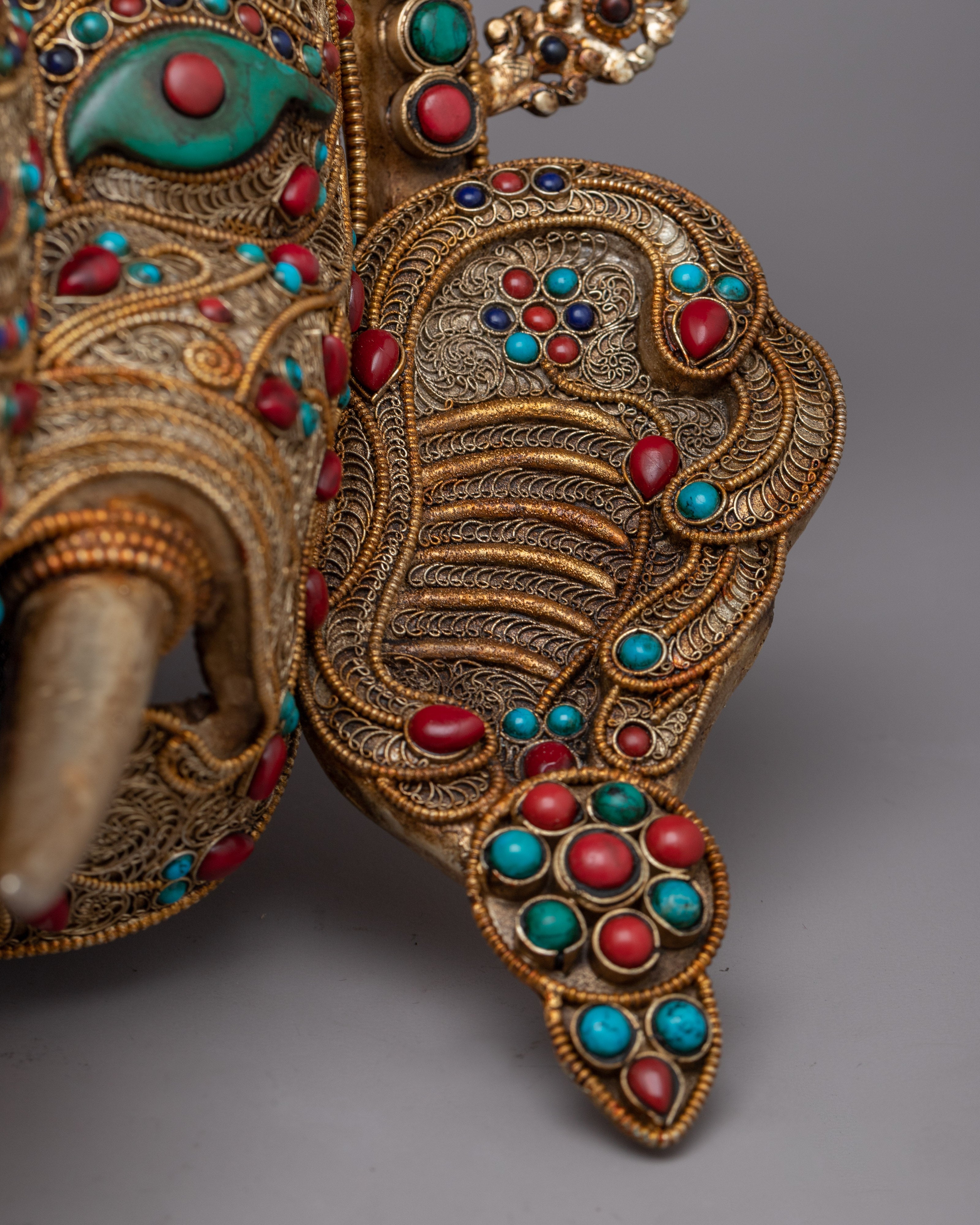 Handcrafted Copper Wall Hanging Ganesh Mask | Auspicious Wall Decor