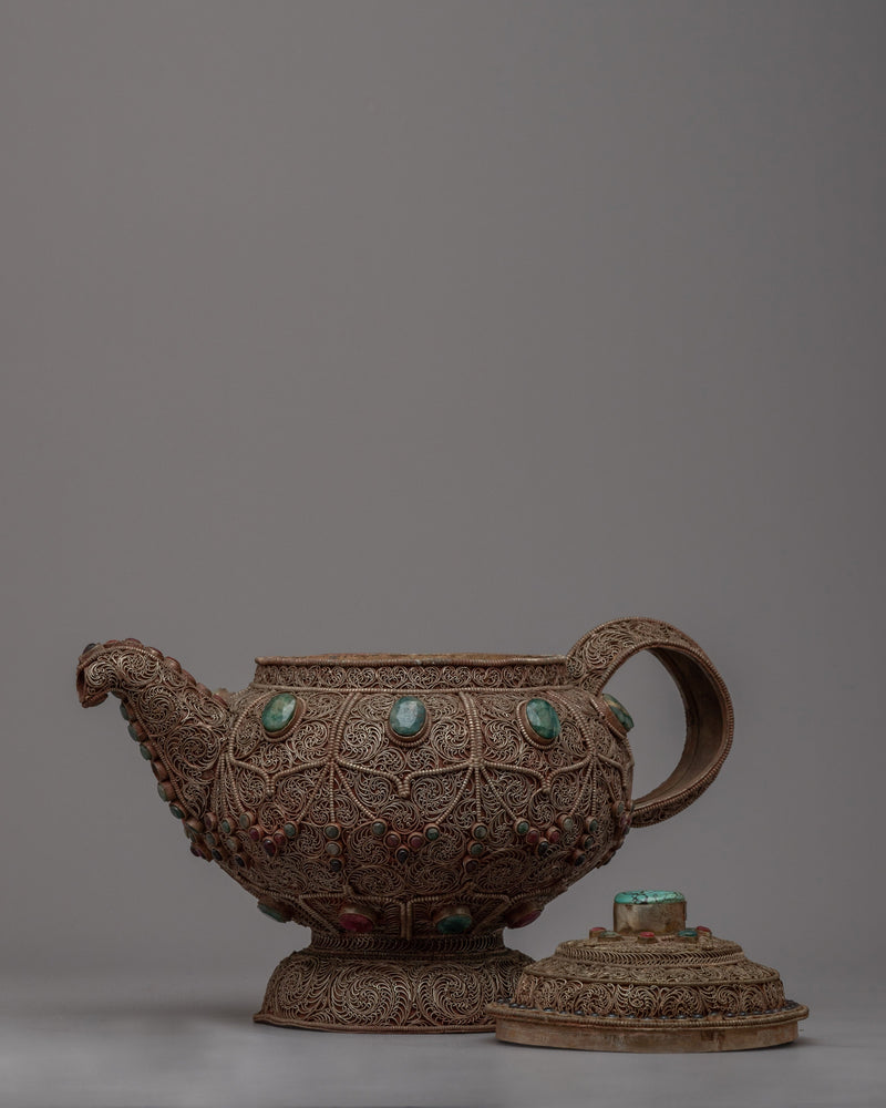 Tibetan Teapot with Intricate Detailing | A Blend of Art and Utility
