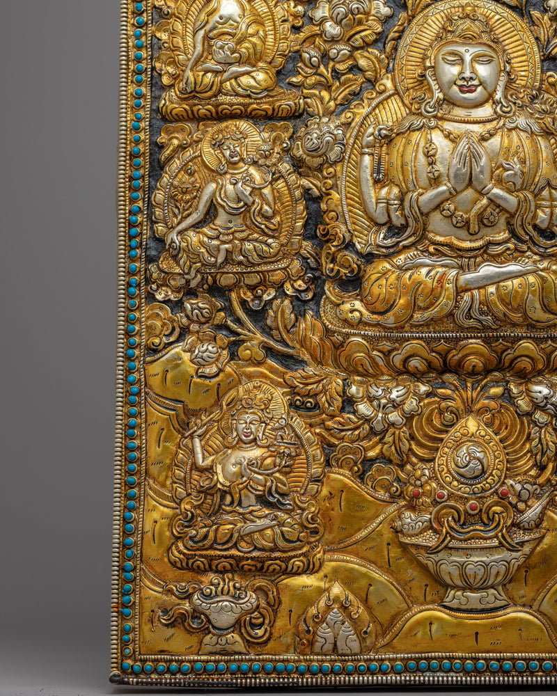 Chenresig Bodhisattva Metal Thangka | Radiant Artwork with Divine Presence"