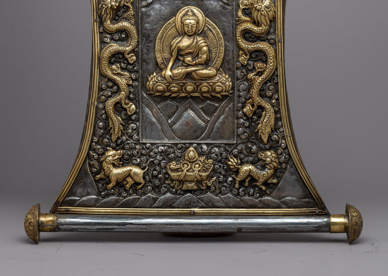 Metal Shakyamuni Buddha Calendar Thangka | Serene Meditation Artwork