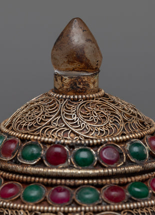 Dhupur Rice Bowl Pot with Lid | Beautiful Devotional Art for Worship