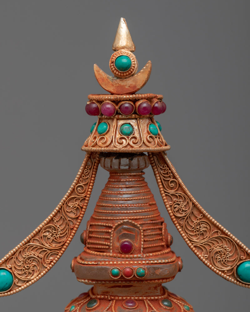 24k Gold Plated Brass Stupa | Devotional Piece for Sacred Offering