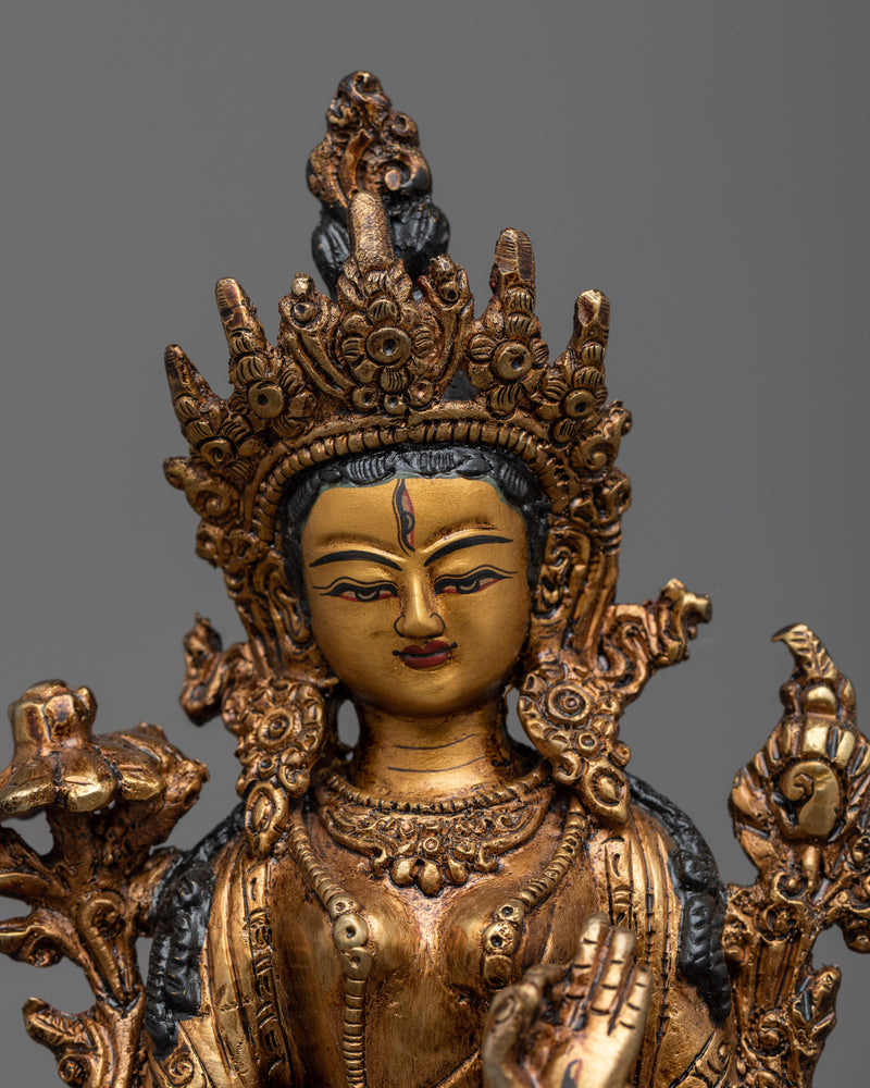 Tibetan White Tara Goddess Figurine | Spiritual Decor for Inner Peace