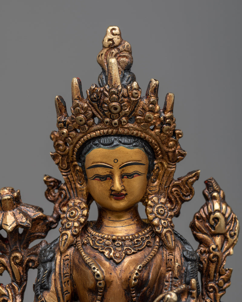 Copper Green Tara Statue | Divine Goddess for Healing and Empowerment