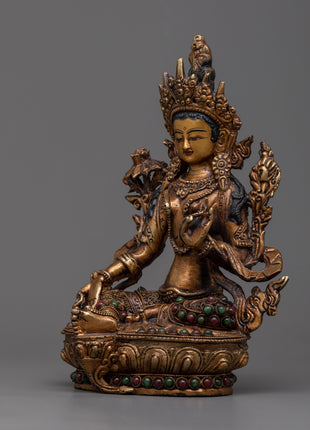 Copper Green Tara Statue | Divine Goddess for Healing and Empowerment