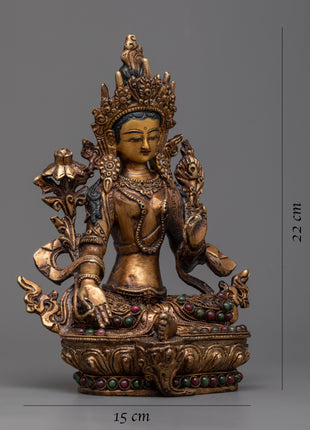 Copper Green Tara Statue | Divine Goddess for Healing and Empowerment