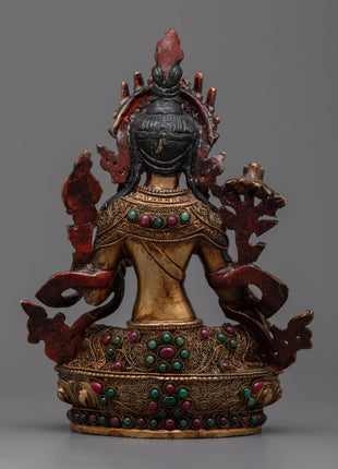 Copper Green Tara Statue | Divine Goddess for Healing and Empowerment