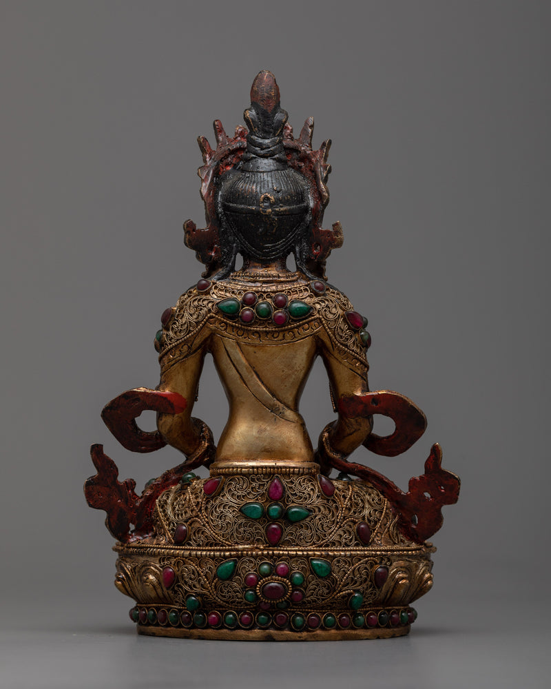 Tibetan Amitayus Buddha Figurine | Spiritual Decor for Inner Peace