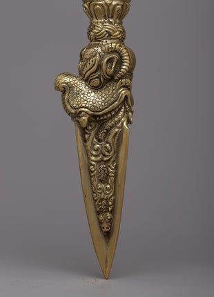 Brass Phurba Ritual Dagger | Symbol of Defeating Obstacles and Negative Force