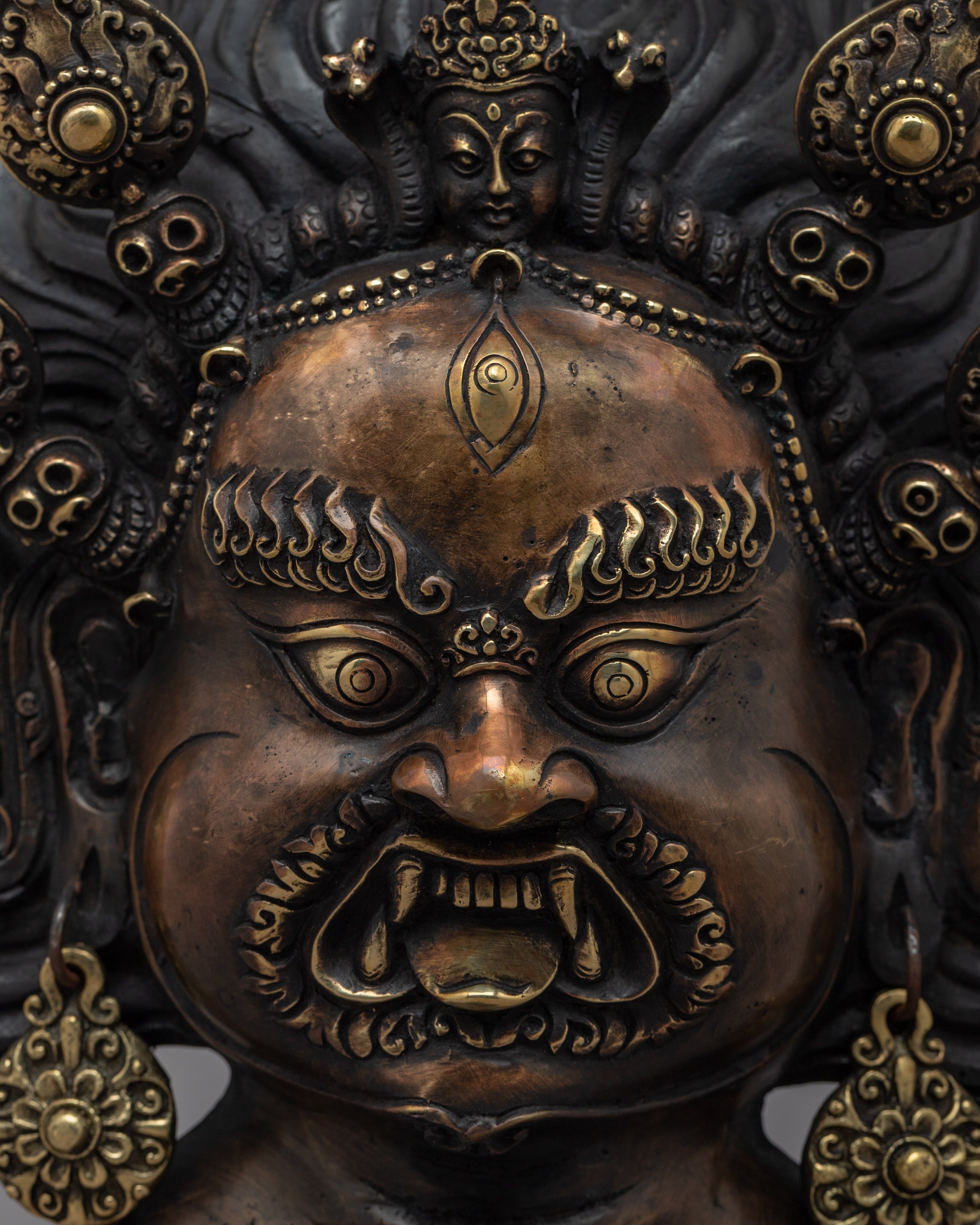 Wrathful Mahakala Mask | Symbolizing the Ferocious Energy of Dharma