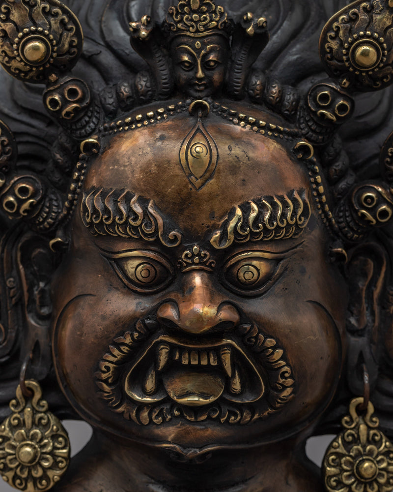 Wrathful Mahakala Mask | Symbolizing the Ferocious Energy of Dharma