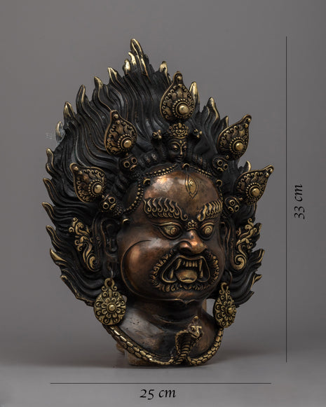 Wrathful Mahakala Mask | Symbolizing the Ferocious Energy of Dharma
