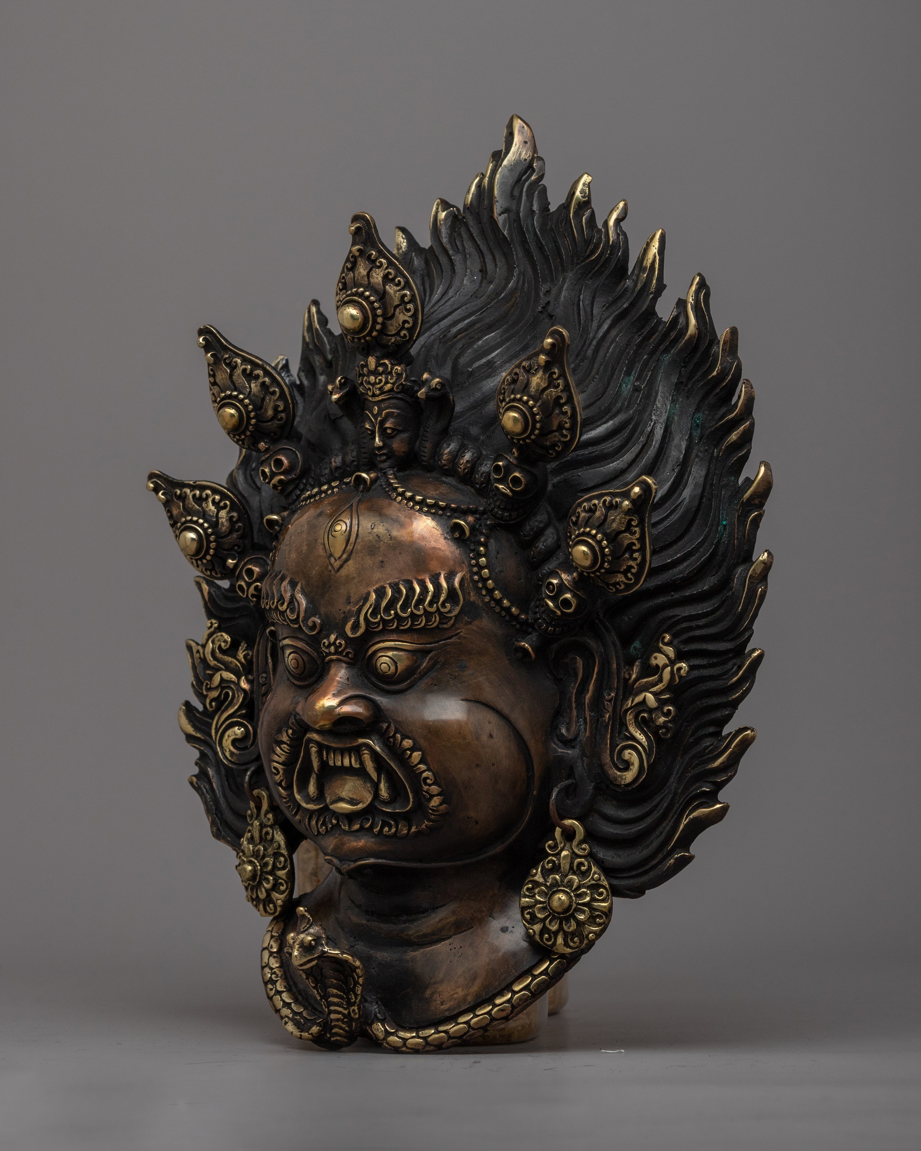 Wrathful Mahakala Mask | Symbolizing the Ferocious Energy of Dharma