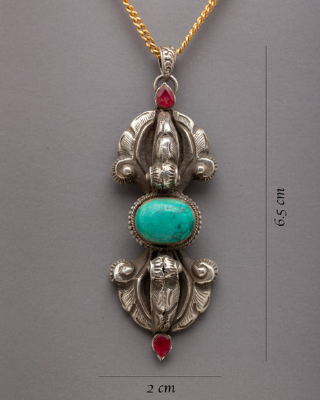 Flat Tibetan Vajra Pendant | Buddhist Locket for Men