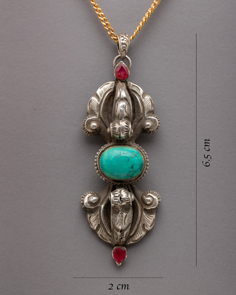 Flat Tibetan Vajra Pendant | Buddhist Necklace for Men