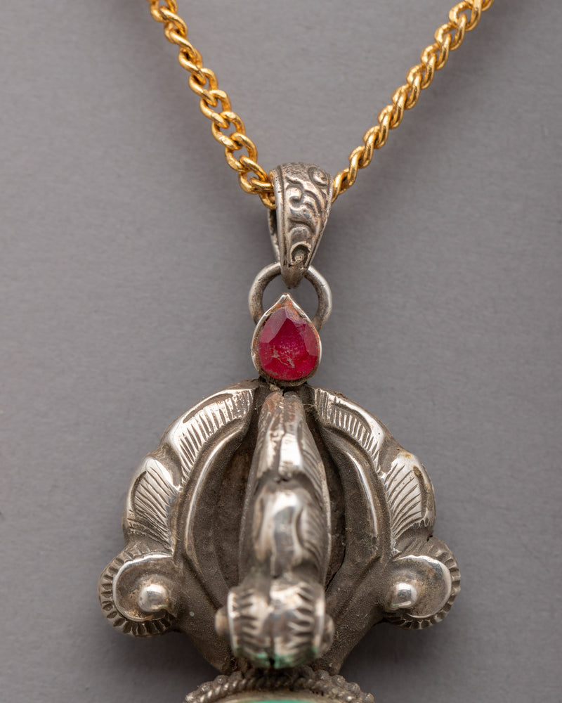 Flat Tibetan Vajra Pendant | Buddhist Necklace for Men