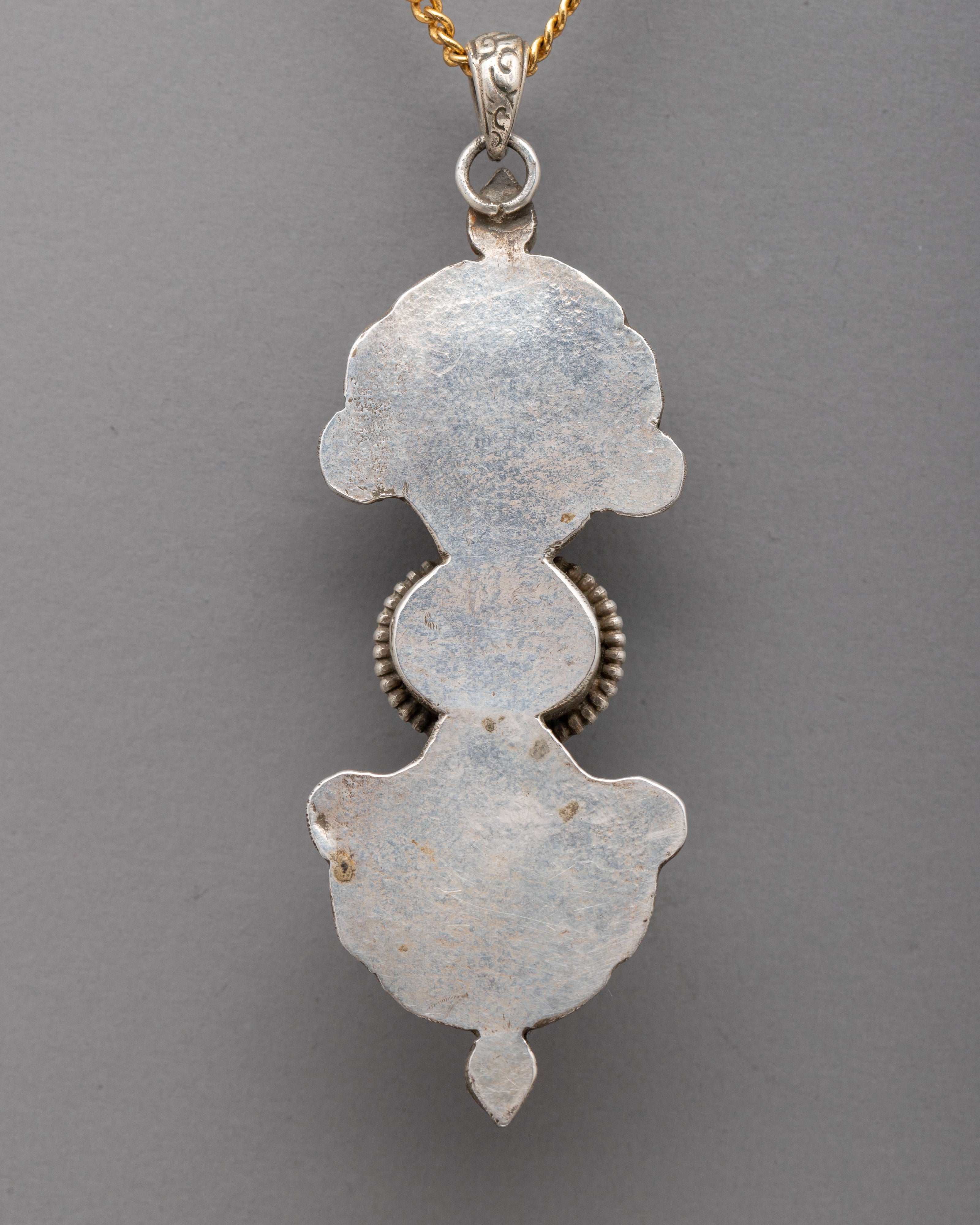 Flat Tibetan Vajra Pendant | Buddhist Locket for Men
