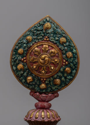 Buddhist Dharma Wheel and Deer set | Sacred Symbol of the Buddha's Teachings