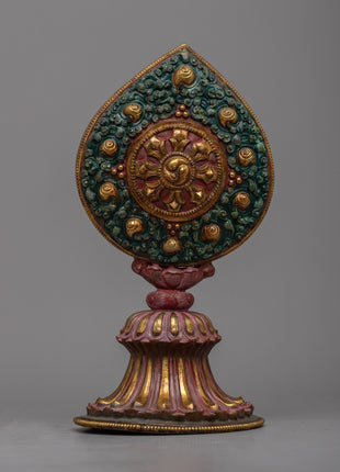 Buddhist Dharma Wheel and Deer set | Sacred Symbol of the Buddha's Teachings