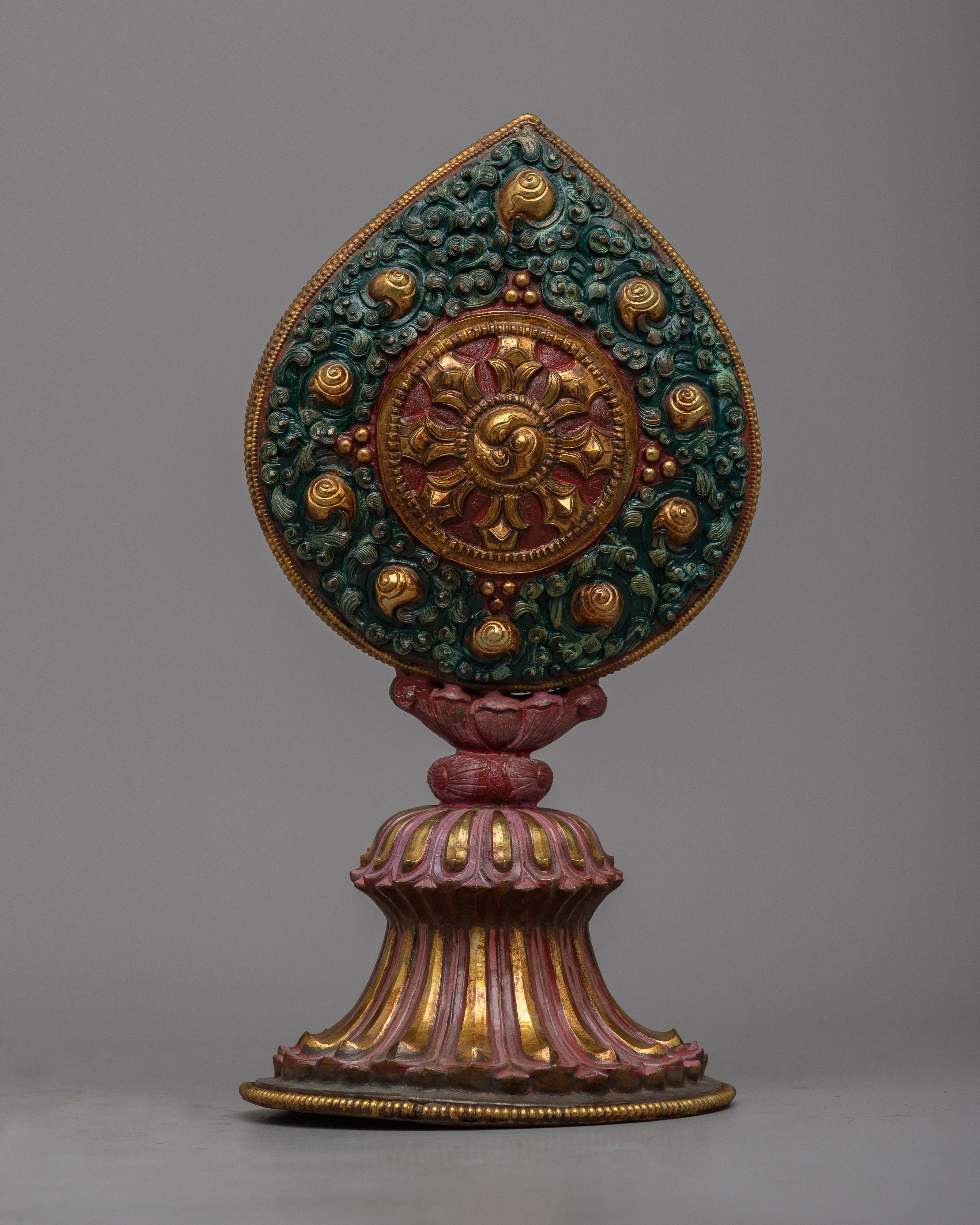 Buddhist Dharma Wheel and Deer set | Sacred Symbol of the Buddha's Teachings
