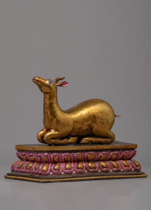 Buddhist Dharma Wheel and Deer set | Sacred Symbol of the Buddha's Teachings