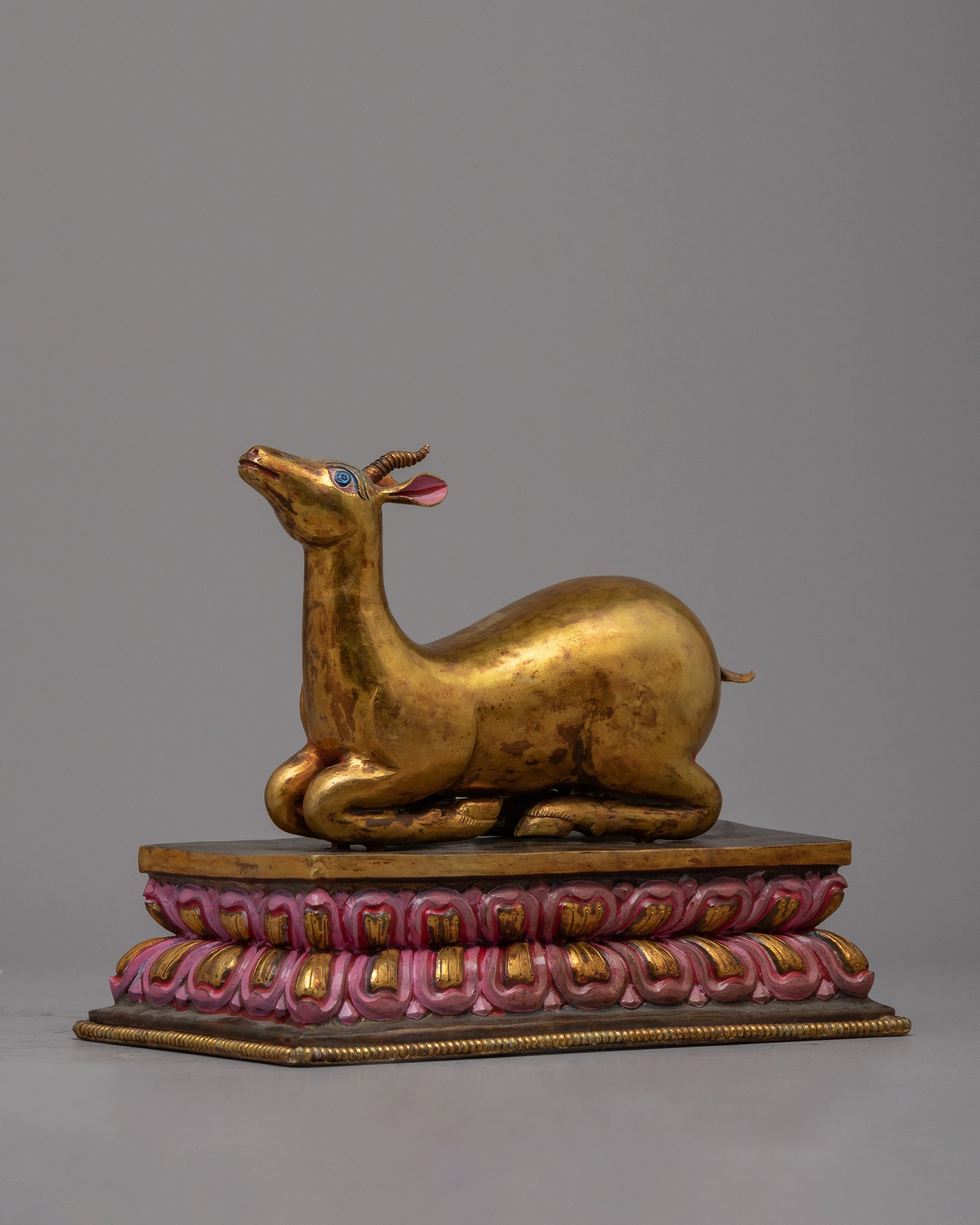 Buddhist Dharma Wheel and Deer set | Sacred Symbol of the Buddha's Teachings