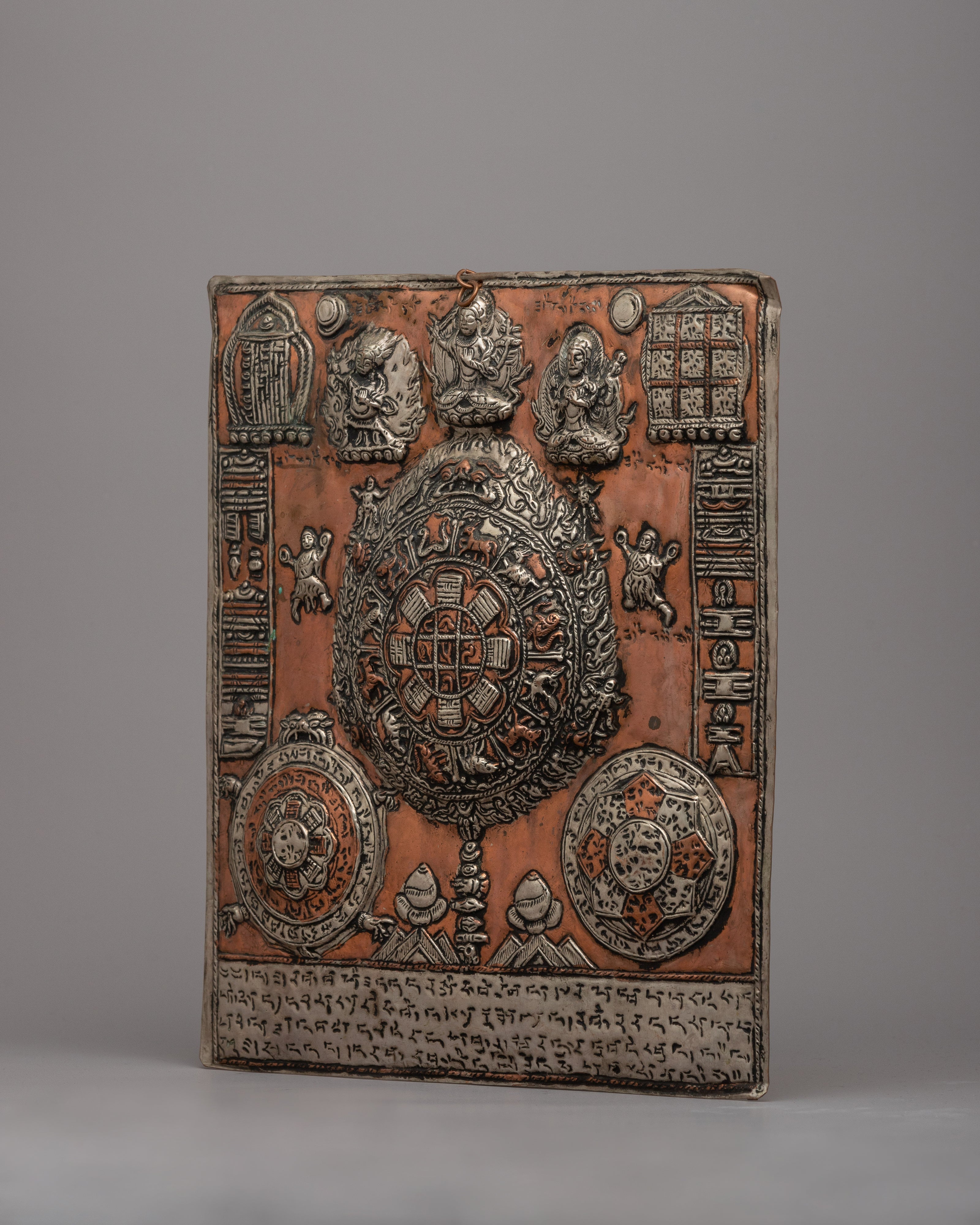 Wheel Of Life With Others Metal Thanka | Spiritual and Decorative Art