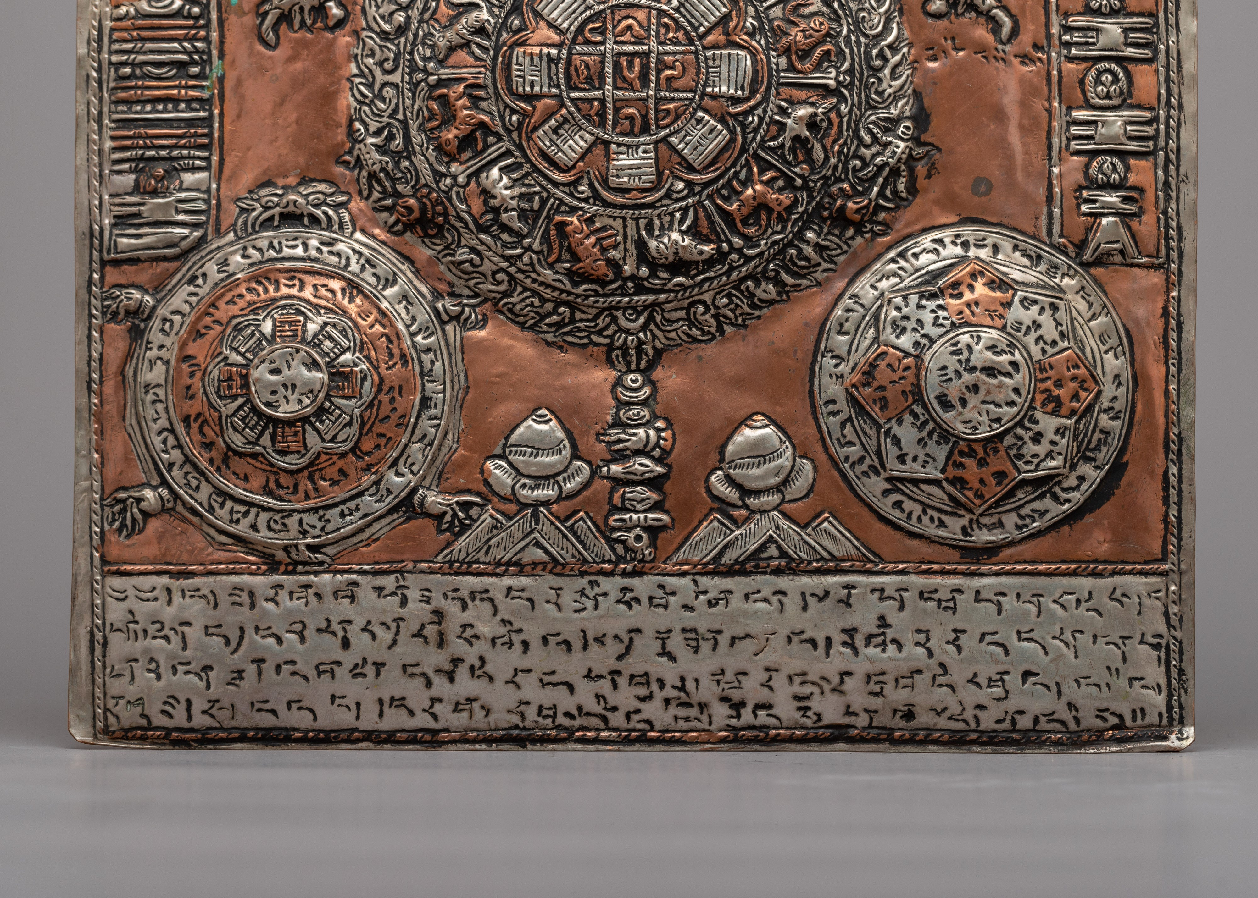 Wheel Of Life With Others Metal Thanka | Spiritual and Decorative Art