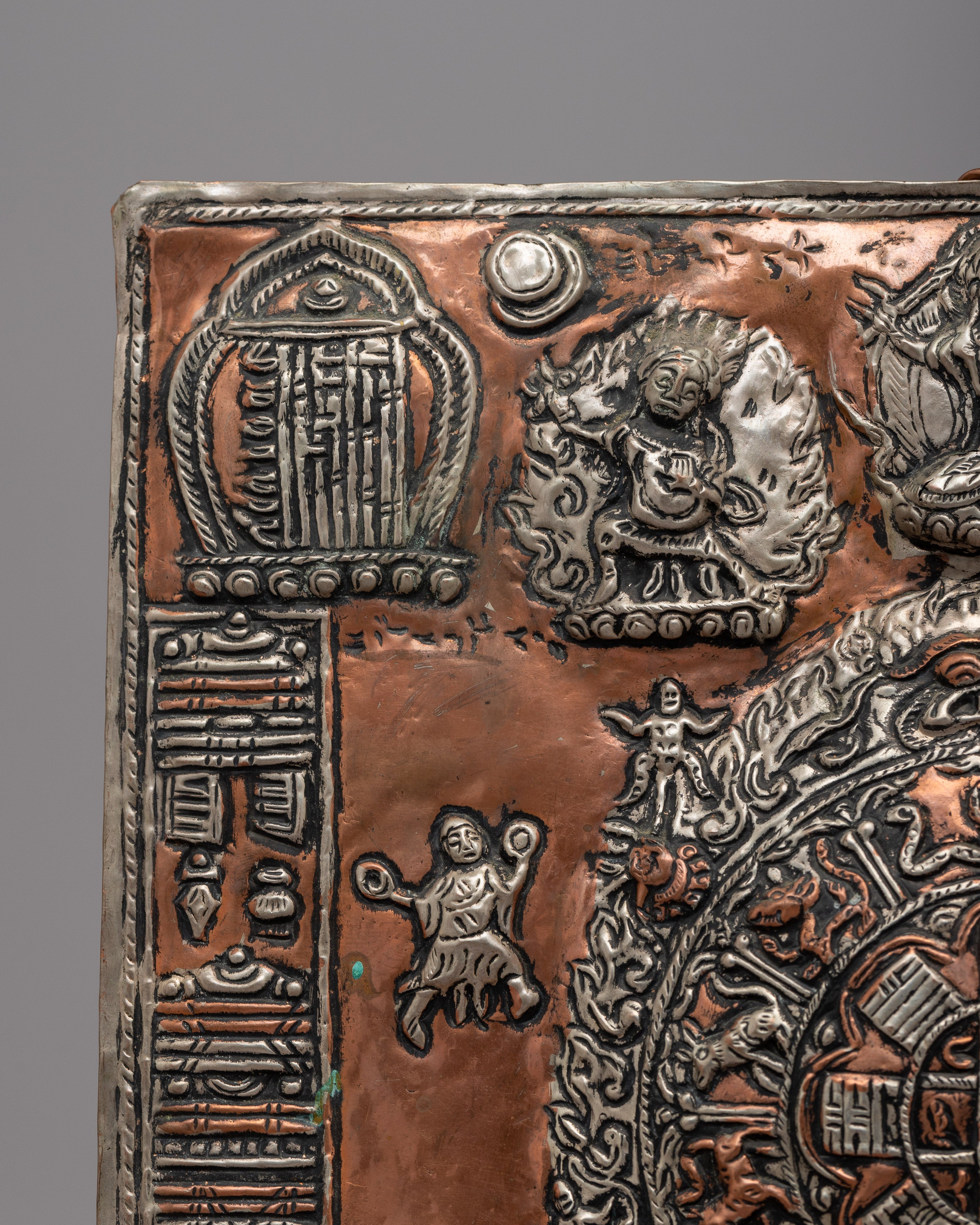 Wheel Of Life With Others Metal Thanka | Spiritual and Decorative Art